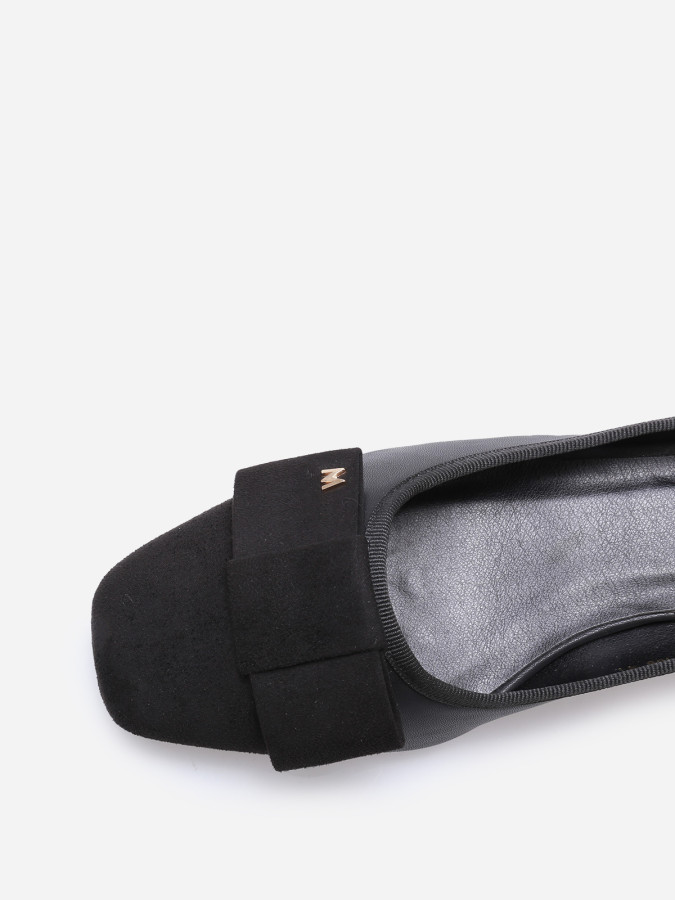 Ballerines à bout carré et nœud grandes tailles
