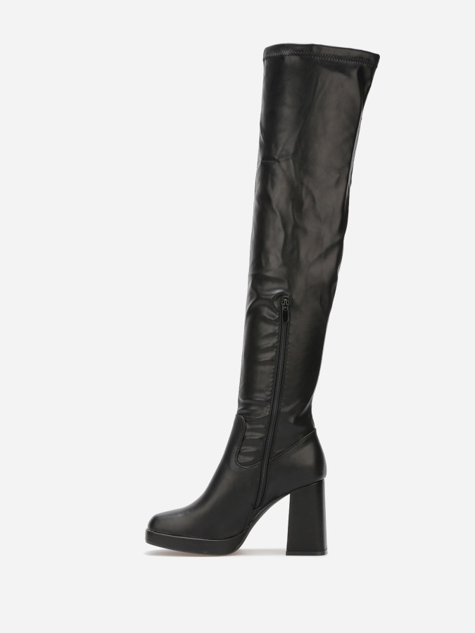 Cuissardes à talon et bout carrés