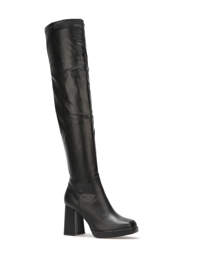 Cuissardes à talon et bout carrés