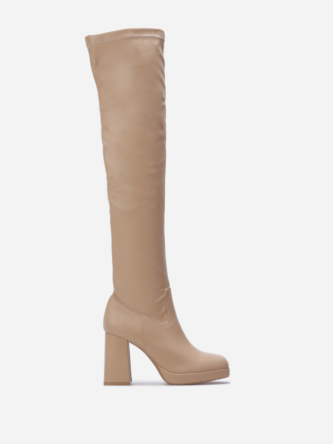 Cuissardes à talon et bout carrés