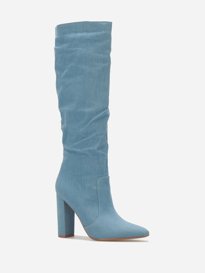 Bottes en denim à bout pointu