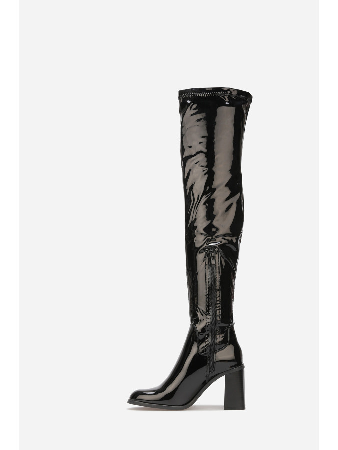 Cuissardes à talon vernies