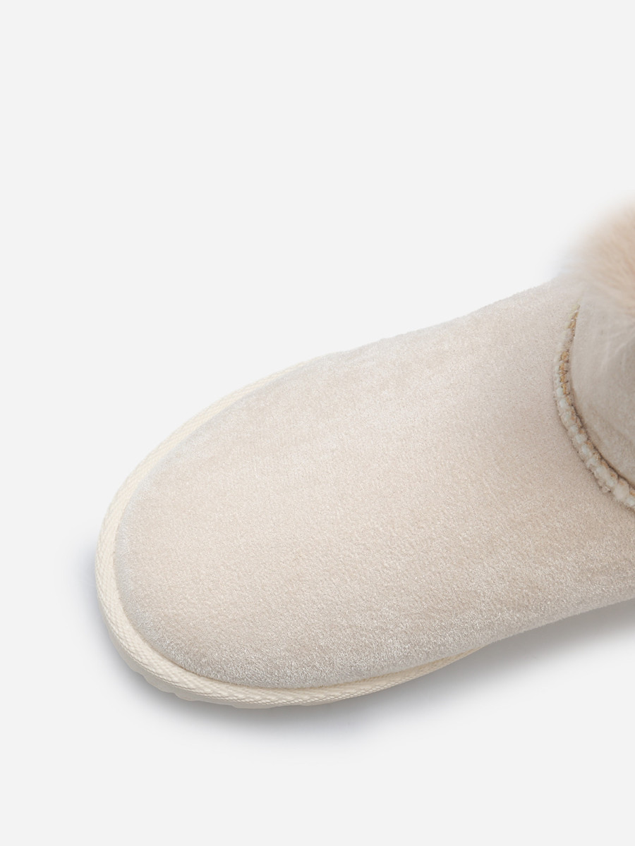 Boots En Suédine Fourrées à Ruban Noué