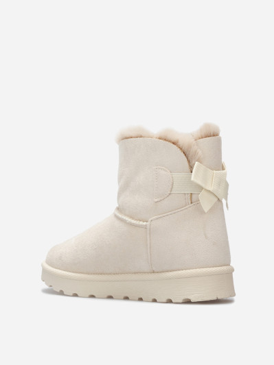 Boots en suédine fourrées à ruban noué