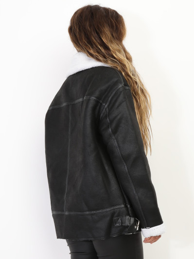 Blouson aviateur en simili moutonné