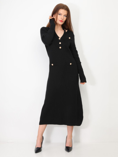 Robe longue cut out à boutons