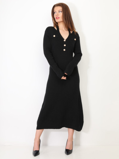 Robe longue cut out à boutons