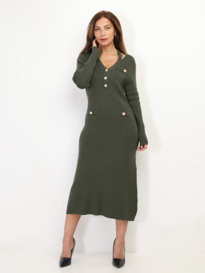 Robe longue cut out à boutons