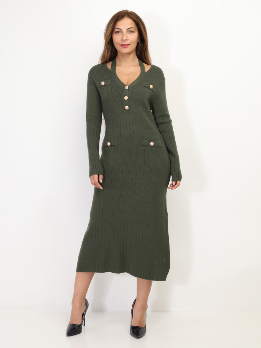 Robe longue cut out à boutons