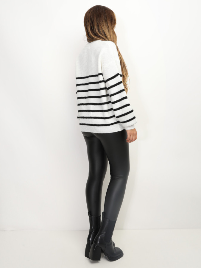 Pull marinière à motif cœur