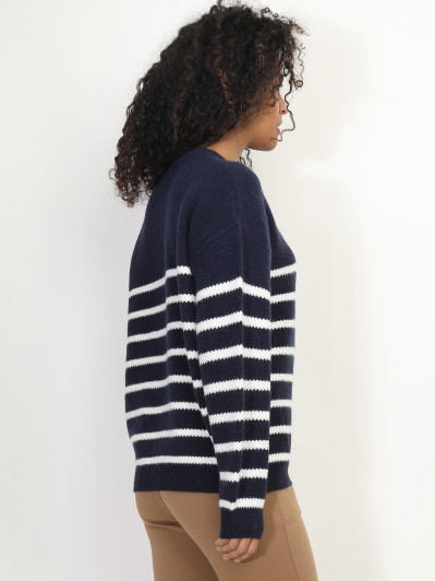 Pull marinière à motif cœur
