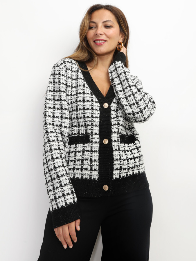 Cardigan en tweed  à boutons dorés