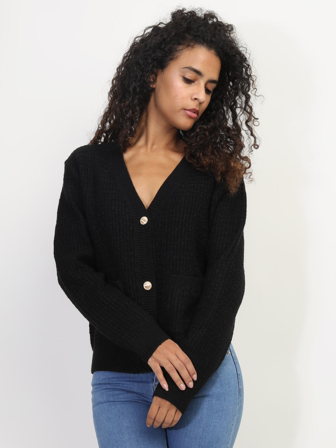 Cardigan texturé à boutons dorés
