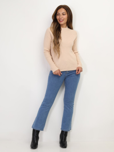 Pull côtelé à col montant