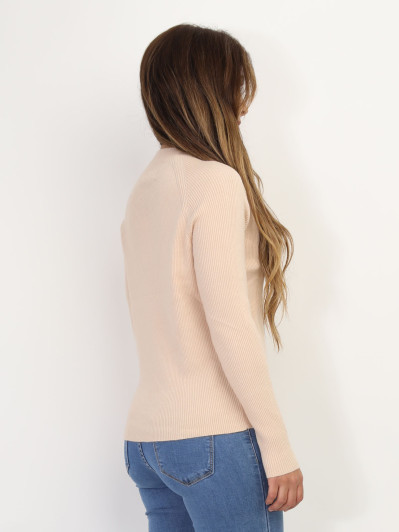 Pull côtelé à col montant