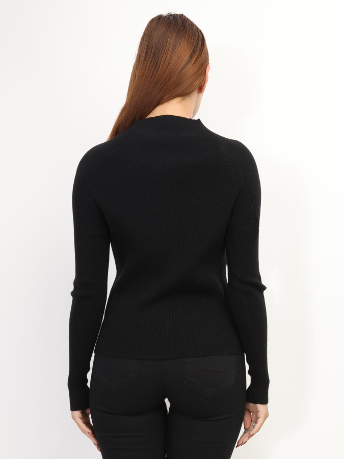 Pull côtelé à col montant