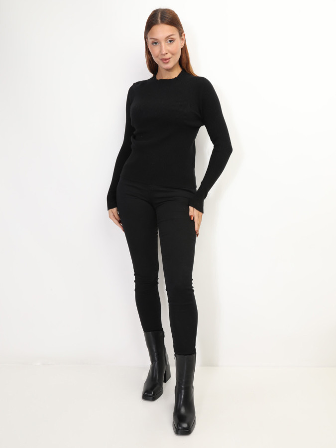 Pull côtelé à col montant