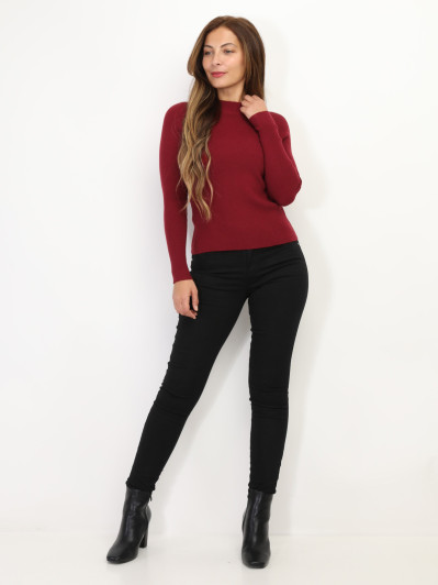 Pull côtelé à col montant