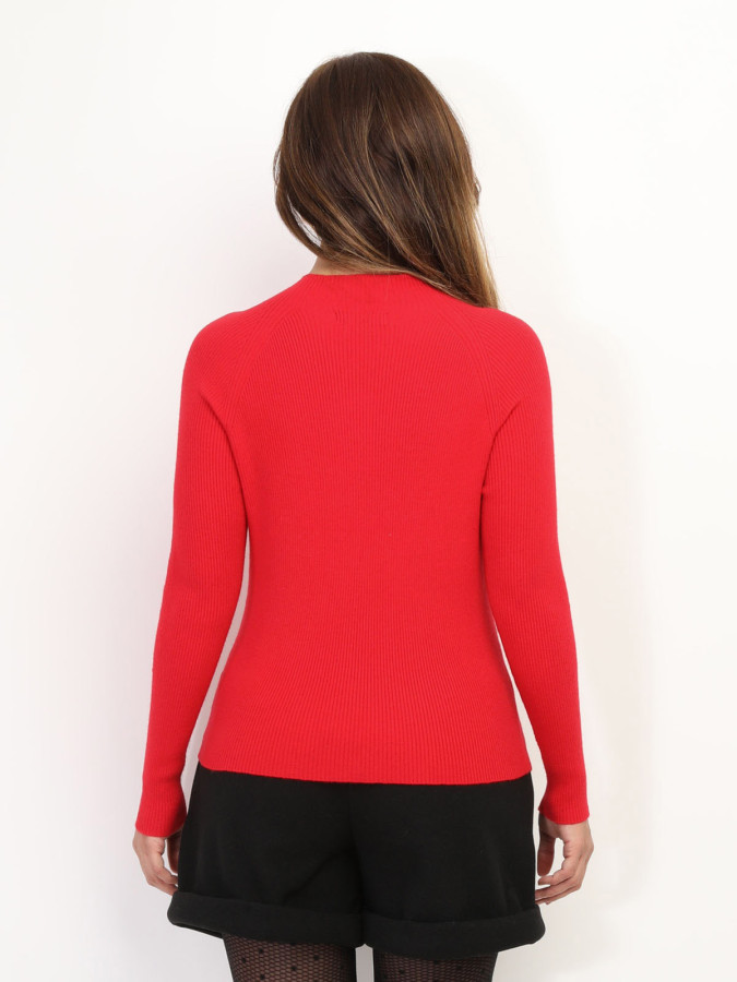 Pull côtelé à col montant