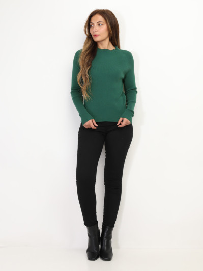 Pull côtelé à col montant