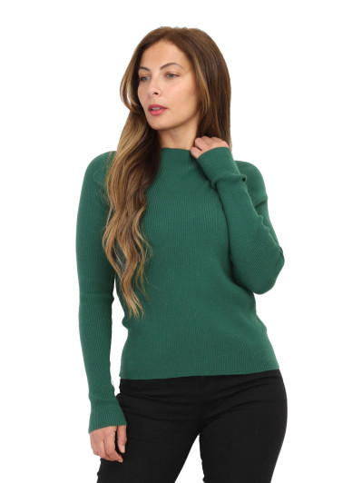 Pull côtelé à col montant