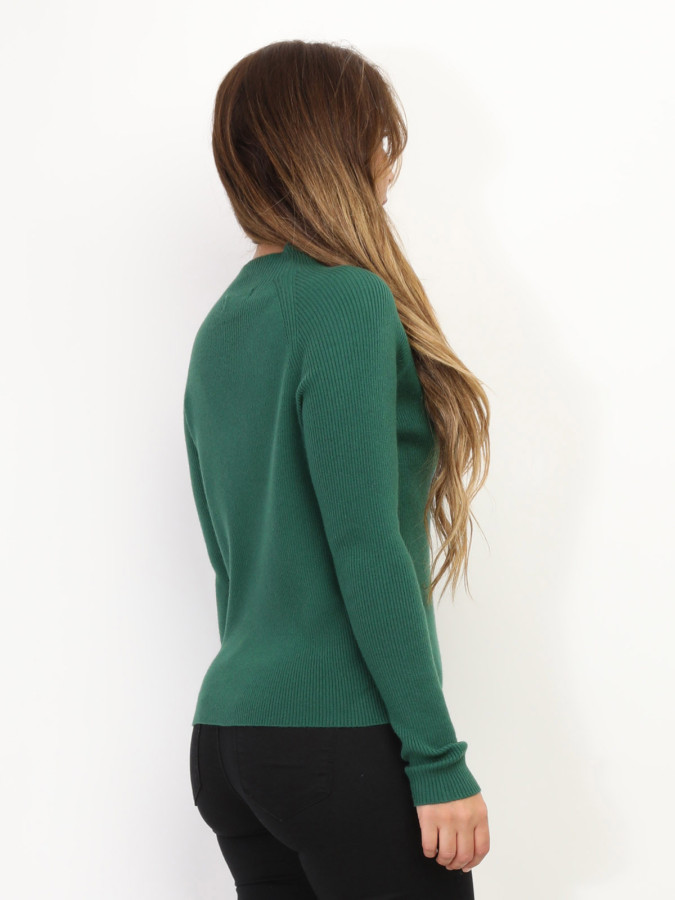 Pull côtelé à col montant