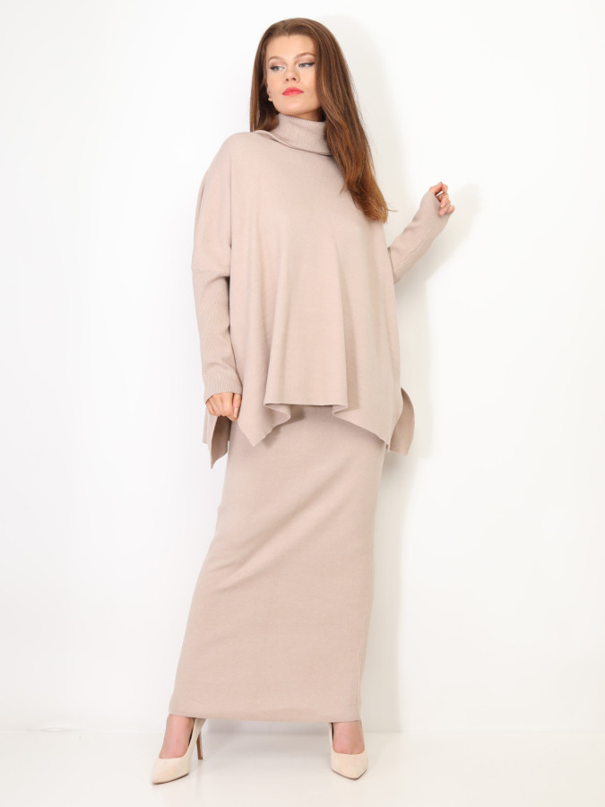 Ensemble maille jupe longue et col roulé oversize
