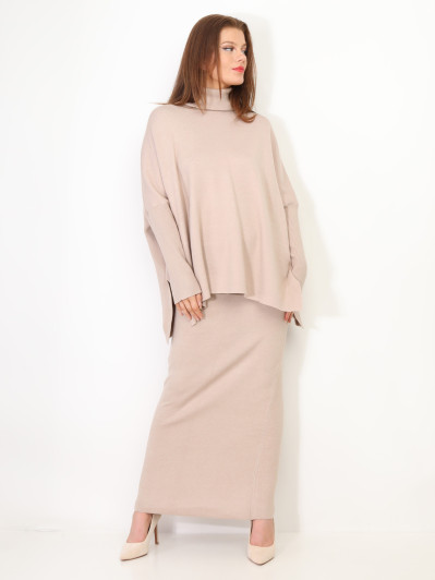 Ensemble maille jupe longue et col roulé oversize