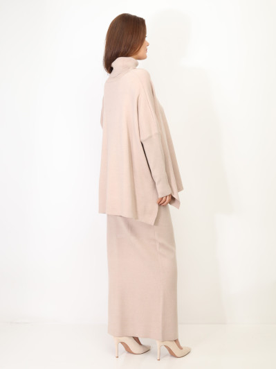 Ensemble maille jupe longue et col roulé oversize