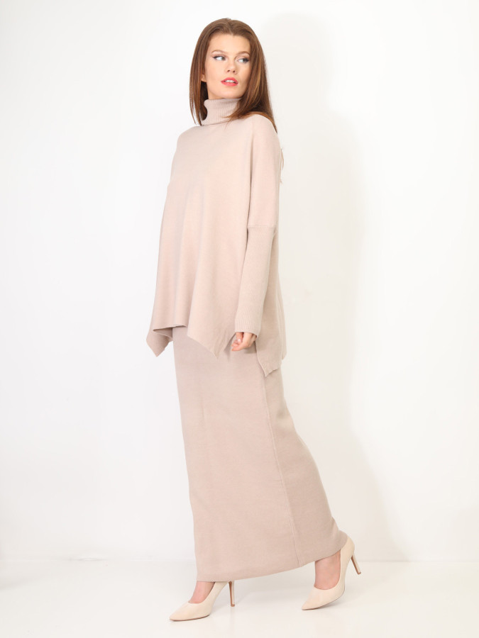 Ensemble maille jupe longue et col roulé oversize