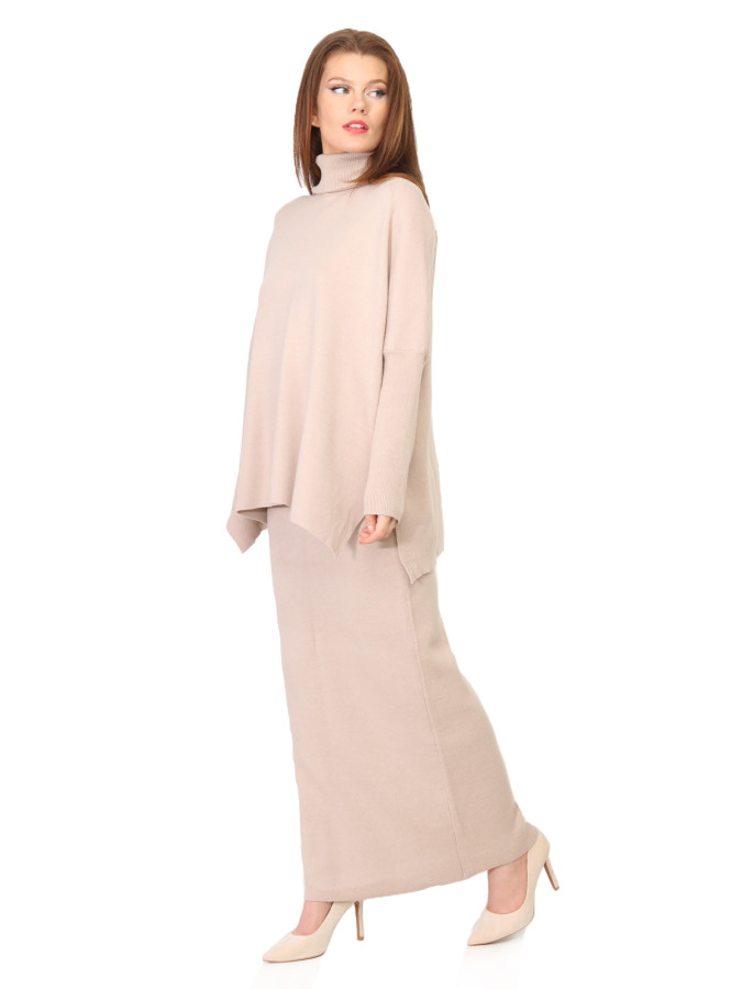 Ensemble maille jupe longue et col roulé oversize