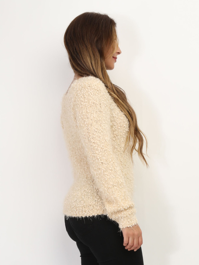 Pull duveteux avec fils brillants