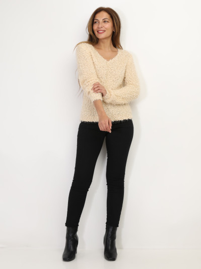 Pull duveteux avec fils brillants