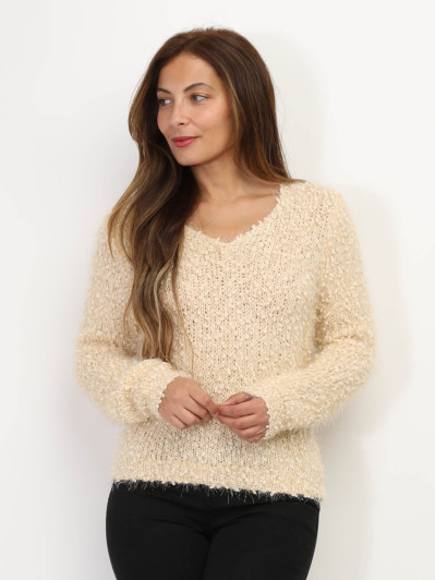 Pull duveteux avec fils brillants