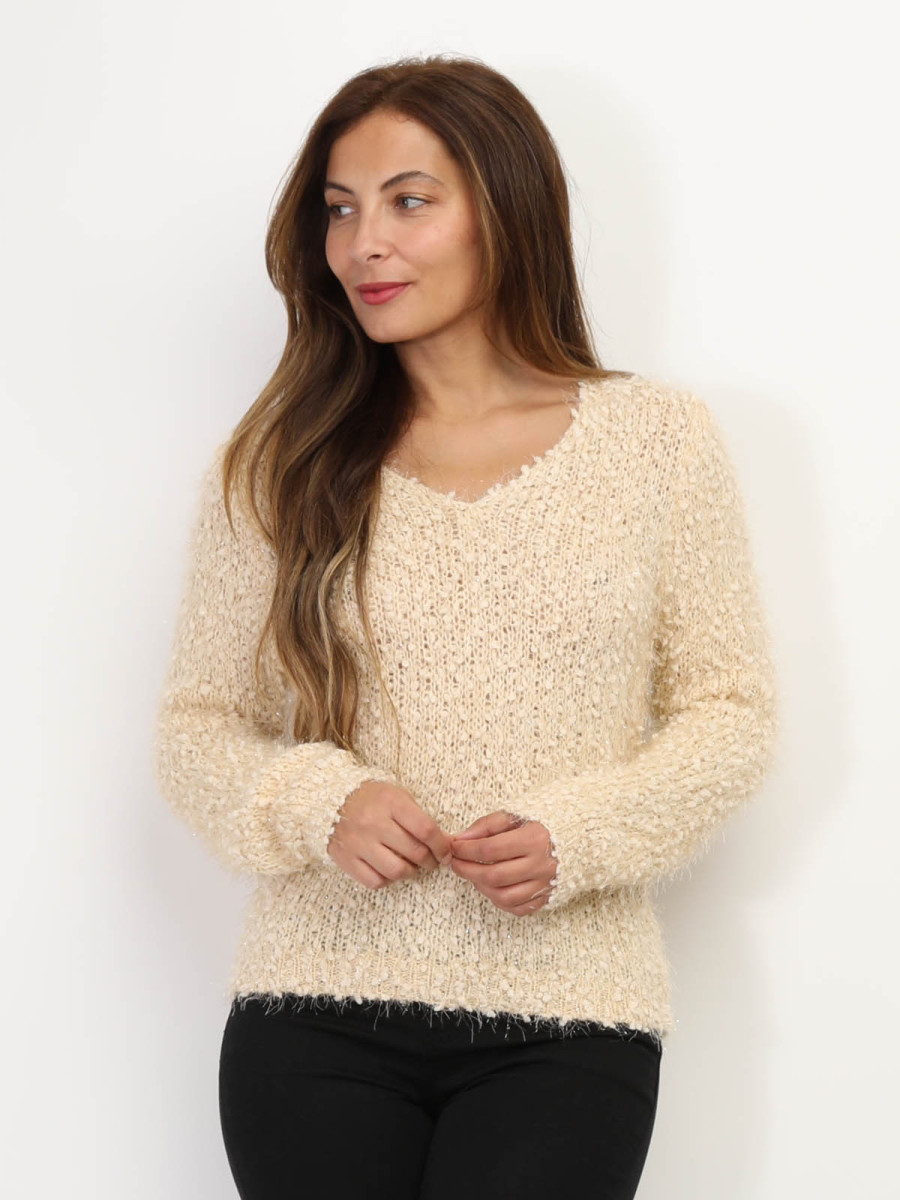 Pull duveteux avec fils brillants