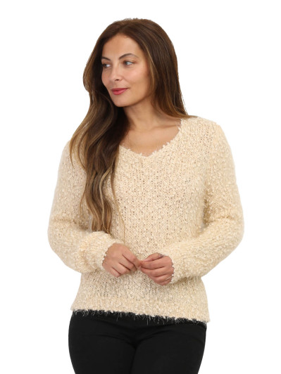 Pull duveteux avec fils brillants