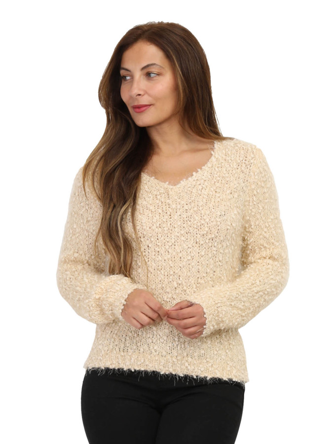 Pull duveteux avec fils brillants