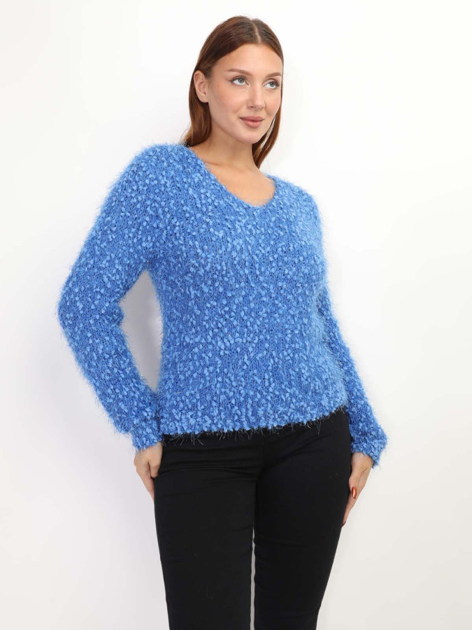 Pull duveteux avec fils brillants