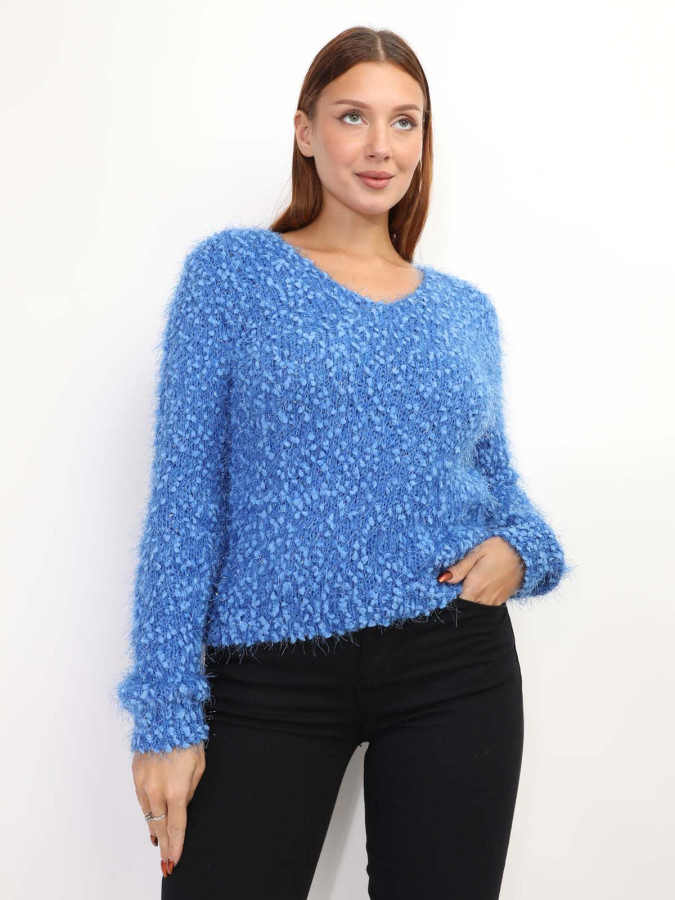 Pull duveteux avec fils brillants