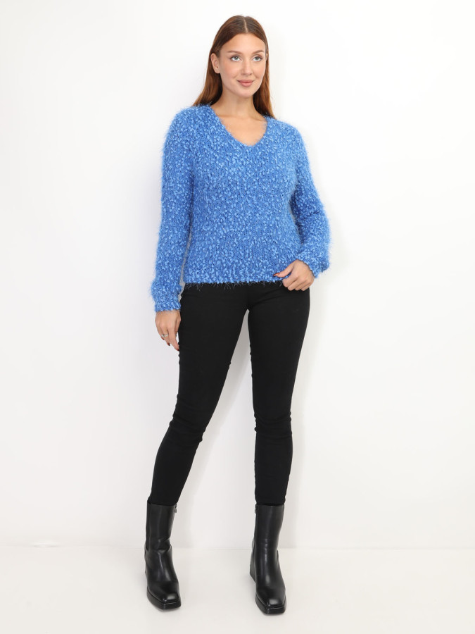 Pull duveteux avec fils brillants