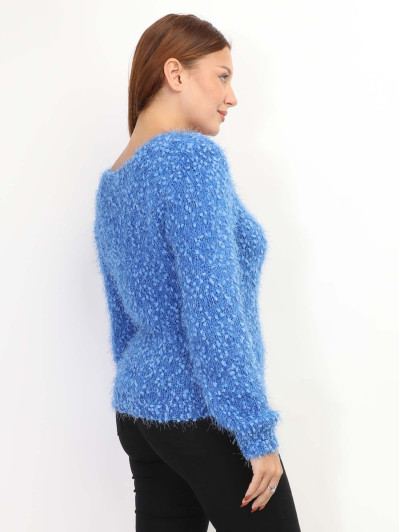 Pull duveteux avec fils brillants