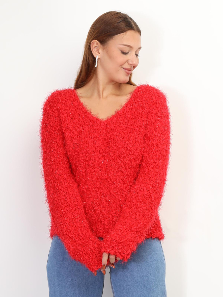 Pull duveteux avec fils brillants