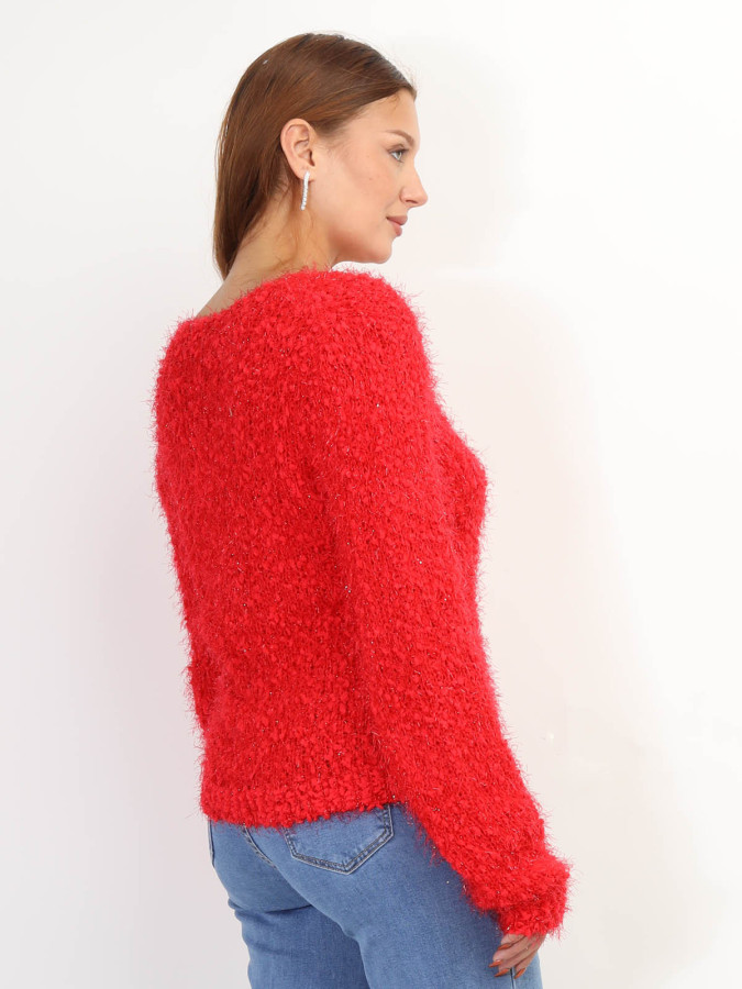 Pull duveteux avec fils brillants