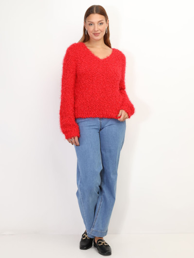 Pull duveteux avec fils brillants