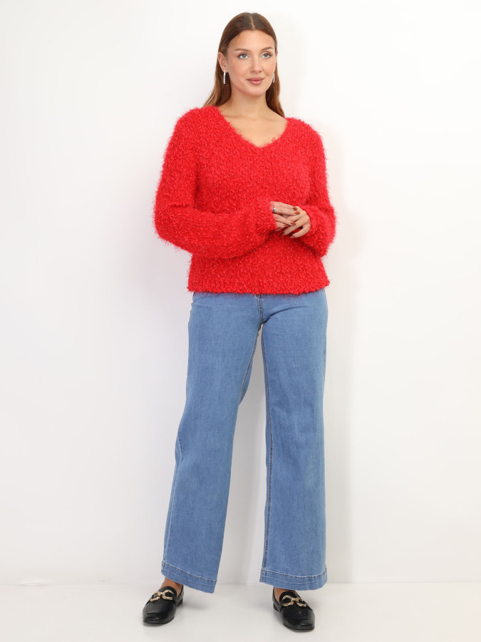 Pull duveteux avec fils brillants