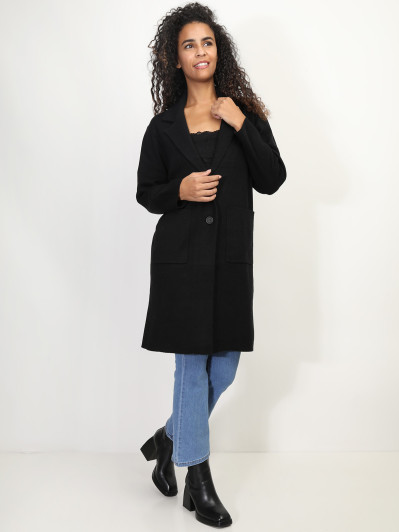 Gilet mi-long avec poches et revers de col