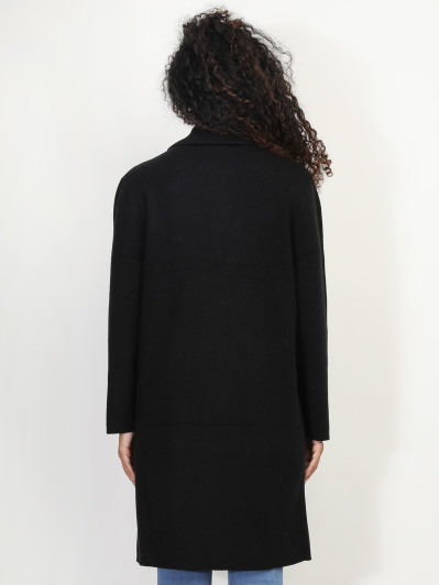 Gilet mi-long avec poches et revers de col