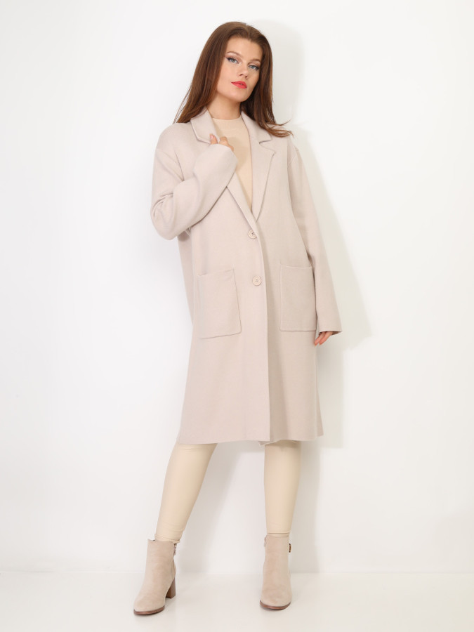 Gilet mi-long avec poches et revers de col