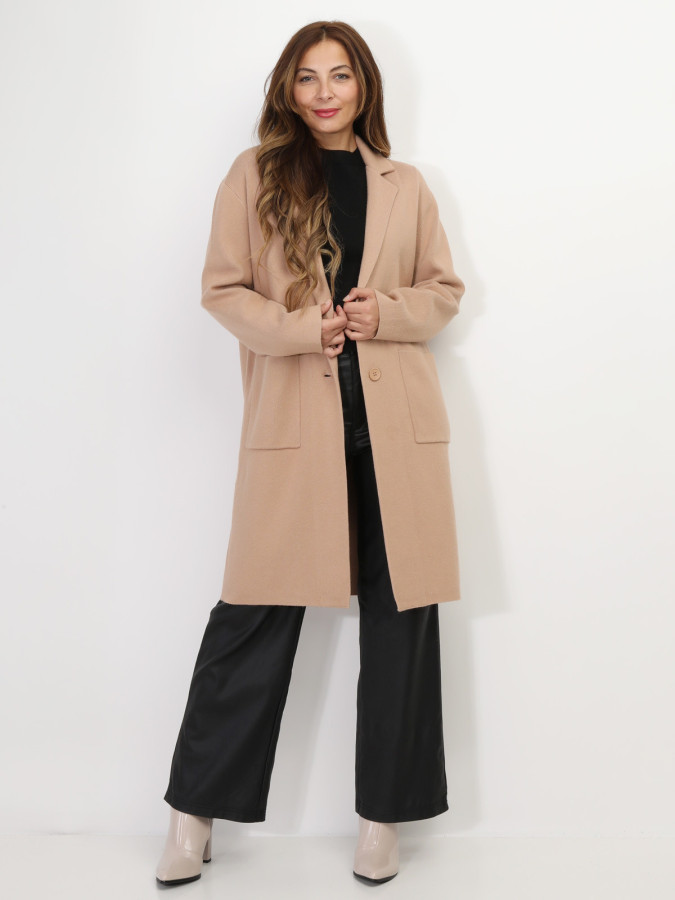 Gilet mi-long avec poches et revers de col