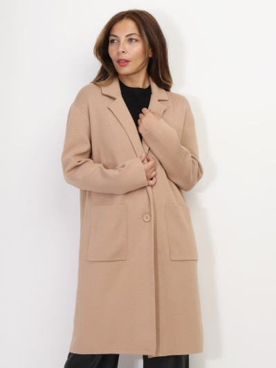 Gilet mi-long avec poches et revers de col